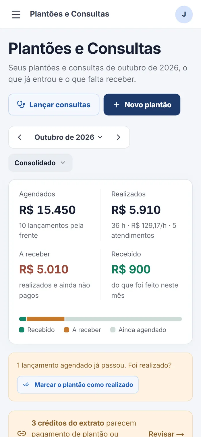 Plantões no celular, em azul-marinho claro